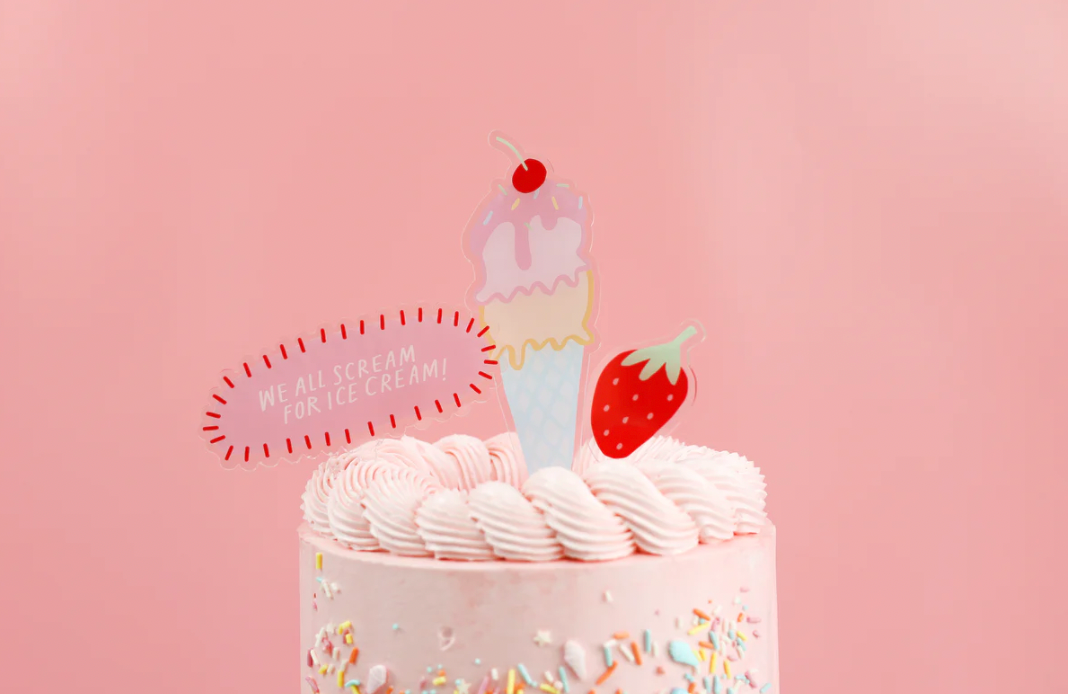 We All Scream For Ice Cream Acrylic Cake Topper