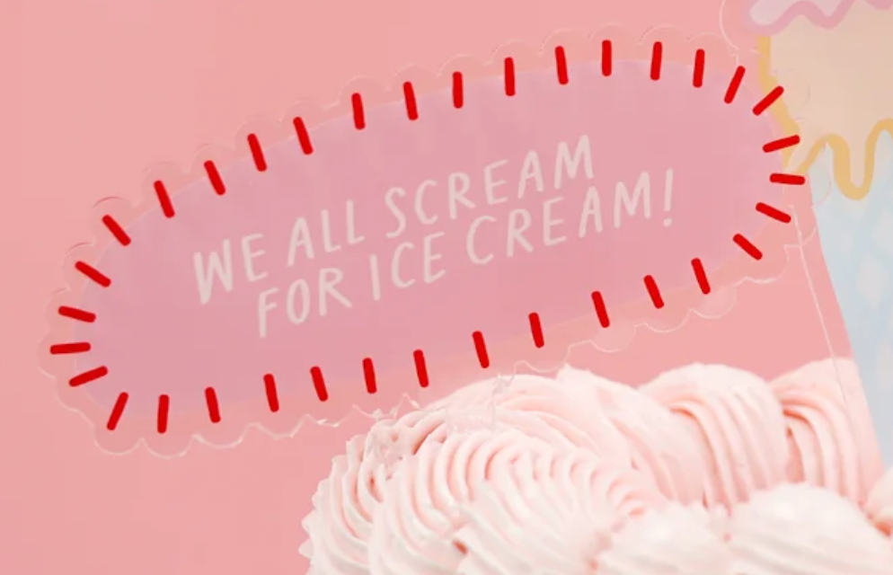 We All Scream For Ice Cream Acrylic Cake Topper